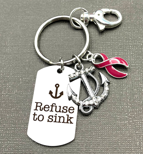 Pick Your Ribbon Keychain - Refuse to Sink Encouragement Key chain - Rock Your Cause Jewelry