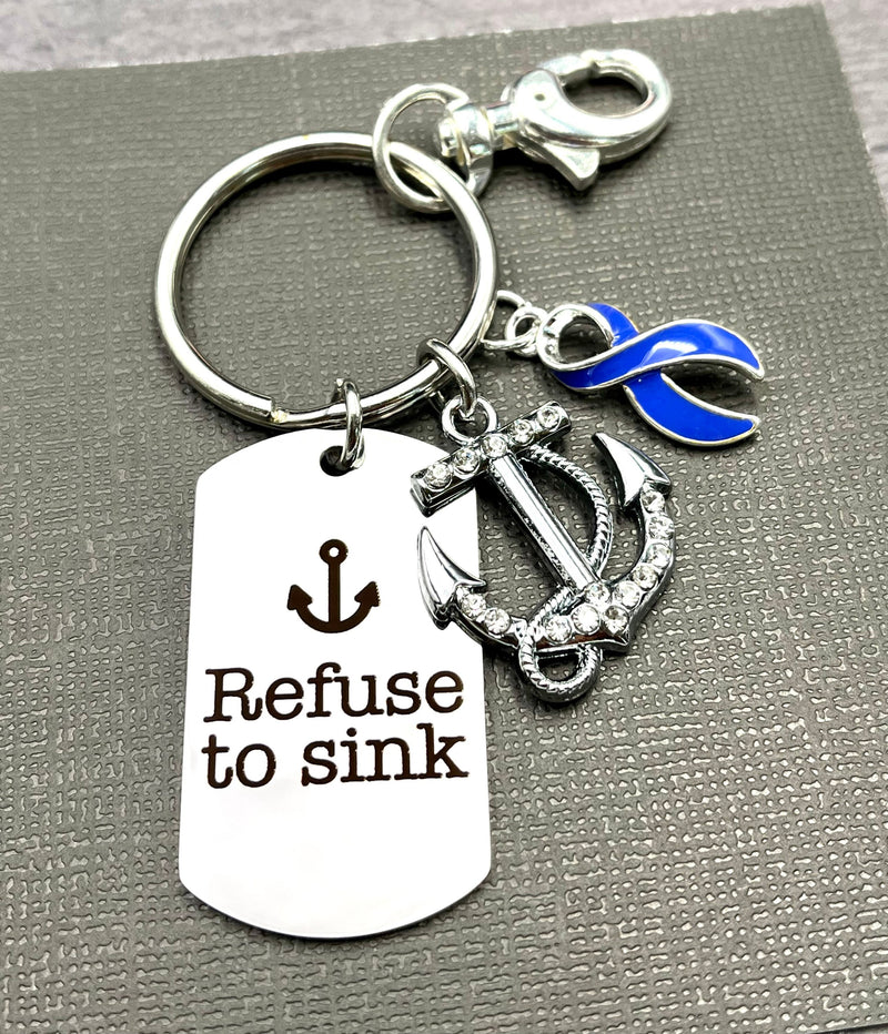 Periwinkle Ribbon Encouragement Keychain - Refuse Sink - Rock Your Cause Jewelry
