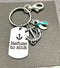 Teal & White Ribbon Encouragement Keychain - Cervical Cancer Survivor - Refuse to Sink - Rock Your Cause Jewelry