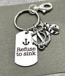 Zebra Ribbon Encouragement Keychain / Refuse to Sink - Rock Your Cause Jewelry