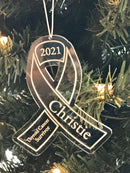 Personalized Awareness / Survivor Christmas Ornament or Keychain / Laser Engraved - Rock Your Cause Jewelry