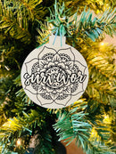 Survivor Christmas Ornament / Mandala Design / Personalize with a Ribbon or Have it Engraved - Cancer, Leukemia, Lymphoma, Melanoma Survivor - Rock Your Cause Jewelry