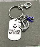 Violet Dark Purple Ribbon - Refuse to Sink Encouragement Keychain - Rock Your Cause Jewelry