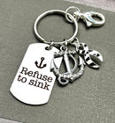 Zebra Ribbon Encouragement Keychain / Refuse to Sink - Rock Your Cause Jewelry