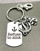 Zebra Ribbon Encouragement Keychain / Refuse to Sink - Rock Your Cause Jewelry