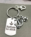 Zebra Ribbon Encouragement Keychain / Refuse to Sink - Rock Your Cause Jewelry