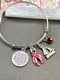 Burgundy Ribbon Charm Bracelet - She Stood In The Storm / Adjusted Her Sails - Rock Your Cause Jewelry