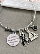 Black Ribbon Charm Bracelet - She Stood in the Storm, Adjusted her Sails - Rock Your Cause Jewelry