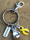 Yellow Ribbon Boxing Glove / Warrior Keychain - Rock Your Cause Jewelry