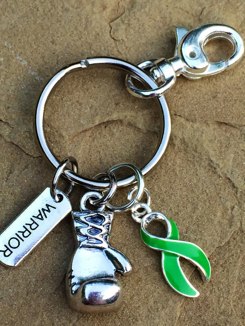 Green Ribbon Boxing Glove / Warrior Keychain - Rock Your Cause Jewelry