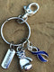 Dark Navy Blue Ribbon - Boxing Glove / Warrior Keychain - Rock Your Cause Jewelry