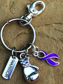 Purple Ribbon Boxing Glove Warrior Keychain - Rock Your Cause Jewelry