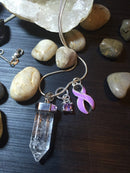 Light Purple Ribbon Healing Quartz Crystal Necklace - Rock Your Cause Jewelry