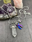 Pick Your Ribbon Necklace - Healing Clear Crystal Quartz Pendant - Rock Your Cause Jewelry