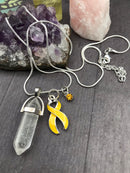 Pick Your Ribbon Necklace - Healing Clear Crystal Quartz Pendant - Rock Your Cause Jewelry