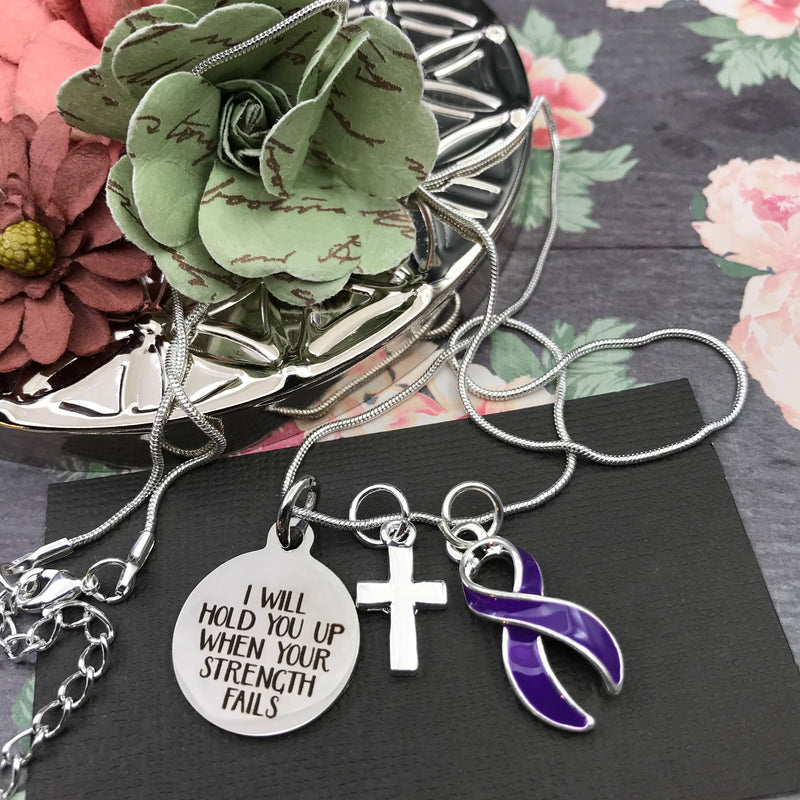 Pick Your Ribbon Necklace - I Will Hold You Up When Your Strength Fails - Rock Your Cause Jewelry