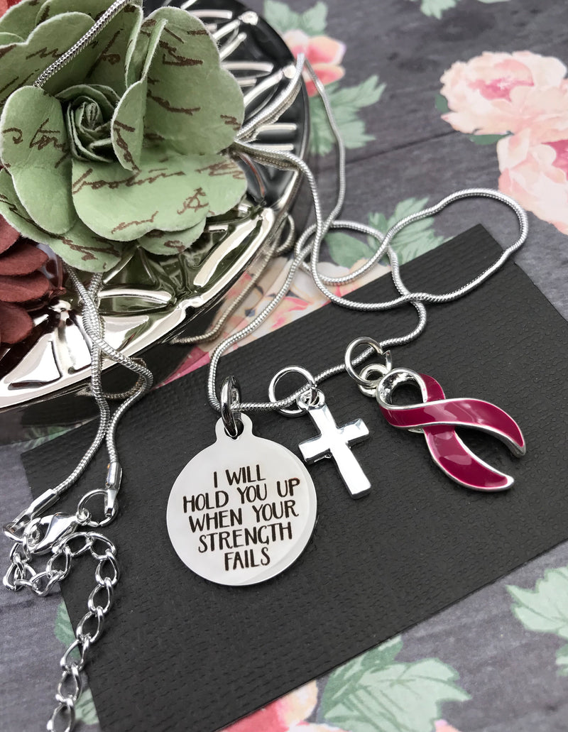 Pick Your Ribbon Necklace - I Will Hold You Up When Your Strength Fails - Rock Your Cause Jewelry