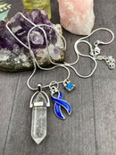 Pick Your Ribbon Necklace - Healing Clear Crystal Quartz Pendant - Rock Your Cause Jewelry