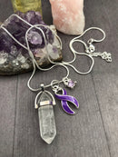 Pick Your Ribbon Necklace - Healing Clear Crystal Quartz Pendant - Rock Your Cause Jewelry