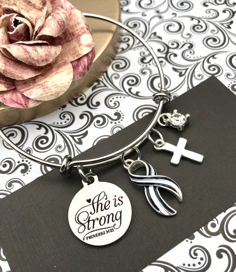Pick Your Ribbon Bracelet - She is Strong / Proverbs - Rock Your Cause Jewelry